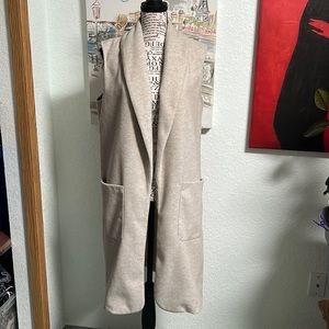 Joie Women's Tan and Cream Gilet sleeveless long sweater jacket‎ Med NWOT